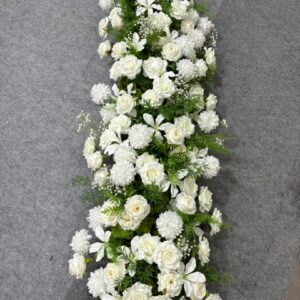 Chemin de fleurs rose Blanc / Vert