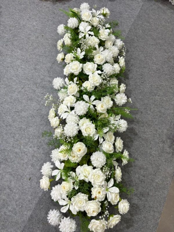 Chemin de fleurs rose Blanc / Vert