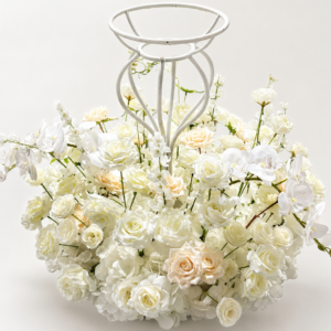 Couronne florale blanche et rose clair – Ø ext. 60 cm / Ø int. 30 cm