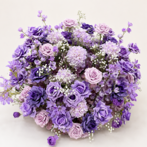 Bouquet de fleurs violet lilas 55cm de diamètre