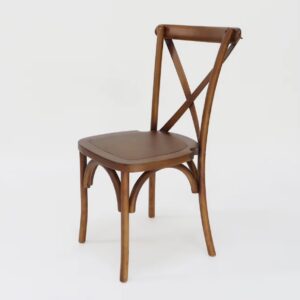Chaise croisée/ Cross Back en résine effet bois - Empilable