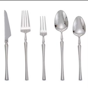 Set de 5 couverts argentés en acier inoxydable - Design moderne