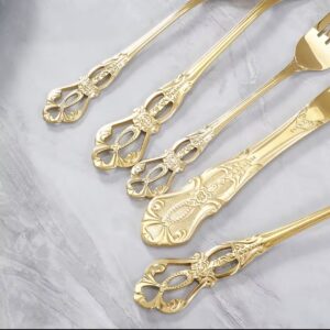Alternative view of Set de 5 couverts dorés en acier inoxydable - Style baroque