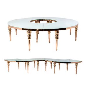 Module Table S Or /  Plateau verre trempé blanc