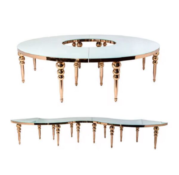 Module Table S Or /  Plateau verre trempé blanc