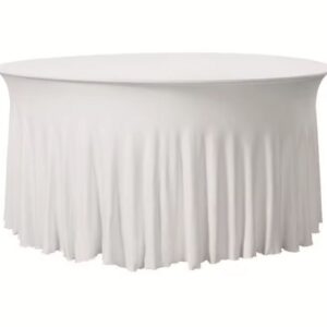 Nappe lycra juponnée ronde blanche