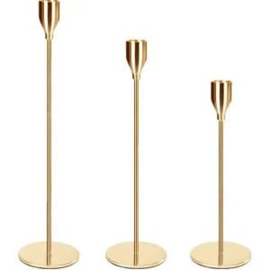 Ensemble de 3 bougeoirs dorés