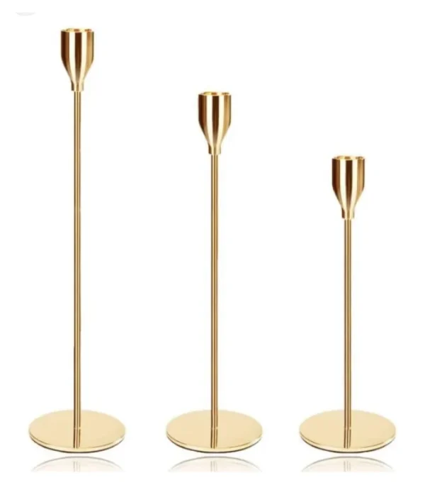 Ensemble de 3 bougeoirs dorés